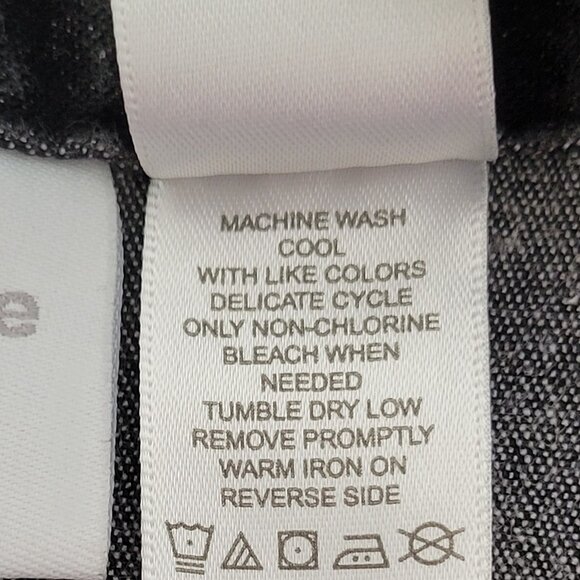 VTG Liz Claiborne Black Denim Midi Skirt Contrast Stitching and Front Slit 8P - Picture 12 of 14